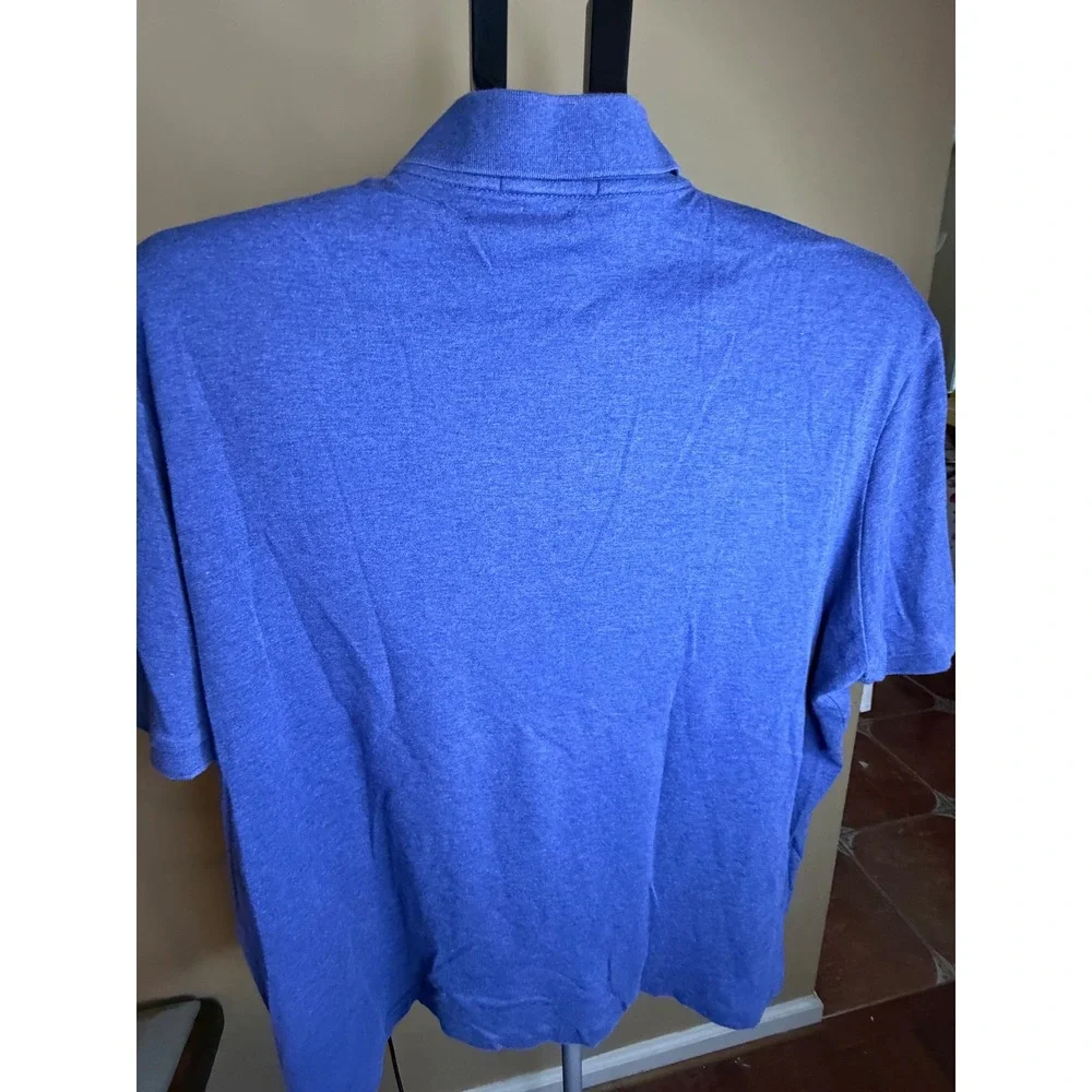 Polo Ralph Lauren Mens Large Blue Heathered Short Sleeve Pony Logo Polo Shirt